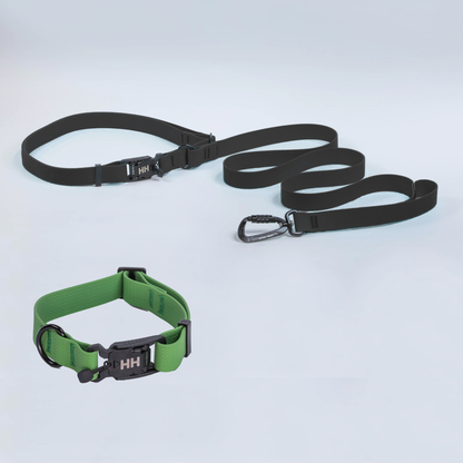 The Everywhere Kit — Black leash, Forest collar