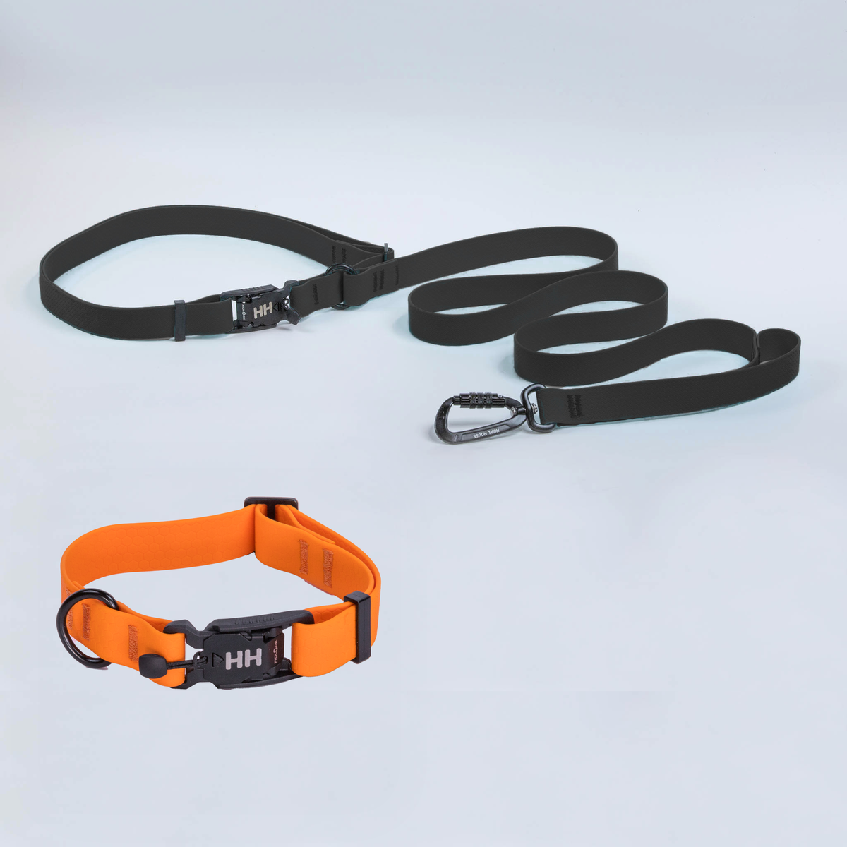 The Everywhere Kit — Black leash, Orange collar