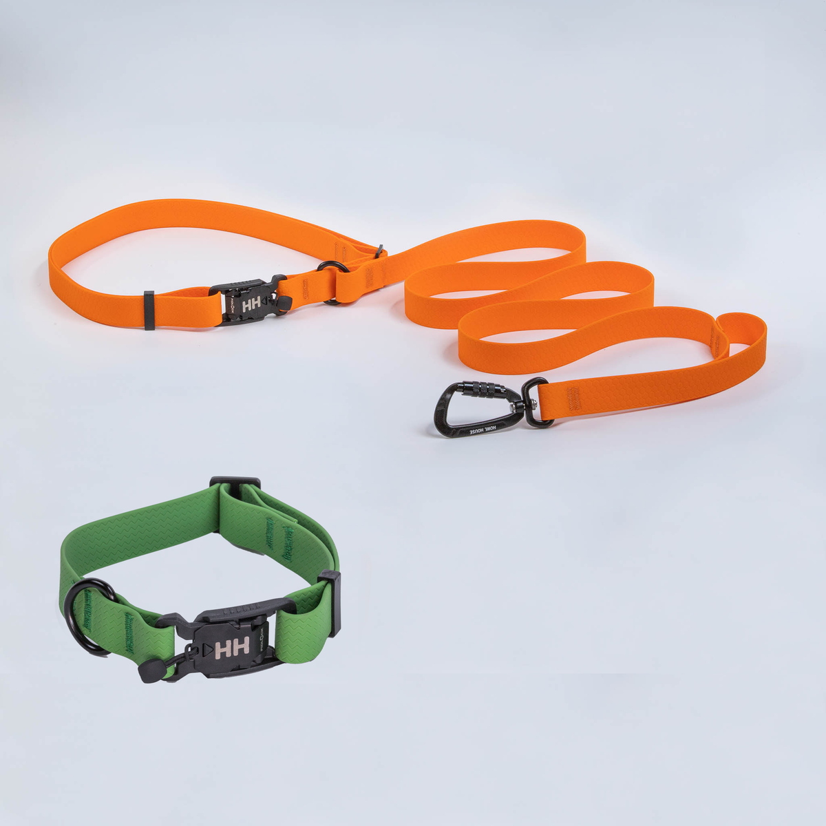 The Everywhere Kit — Orange leash, Forest collar