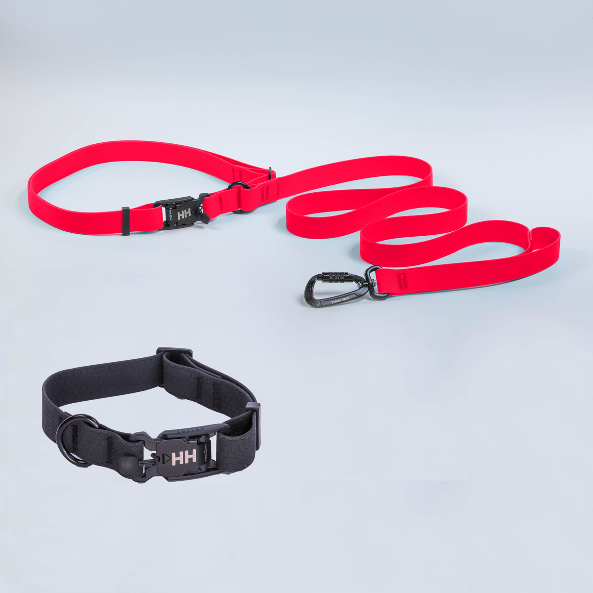 The Everywhere Kit — Sun Kiss Red leash, Black collar