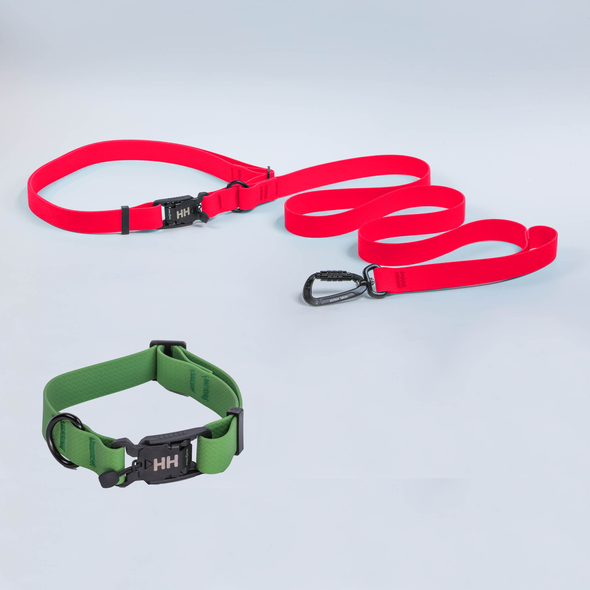The Everywhere Kit — Sun Kiss Red leash, Forest collar