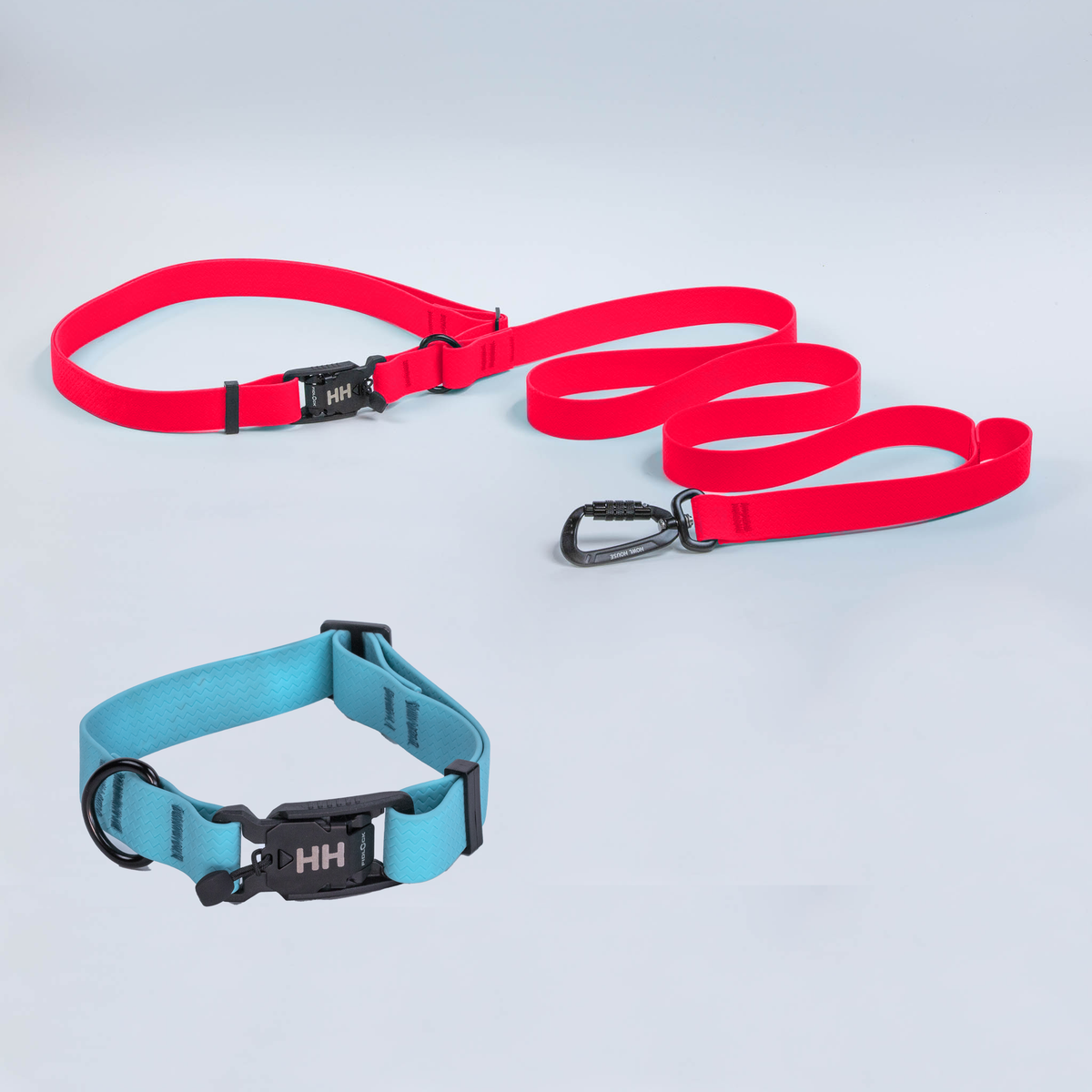 The Everywhere Kit — Sun Kiss Red leash, Sky collar
