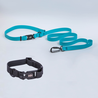 The Everywhere Kit — Sky leash, Black collar