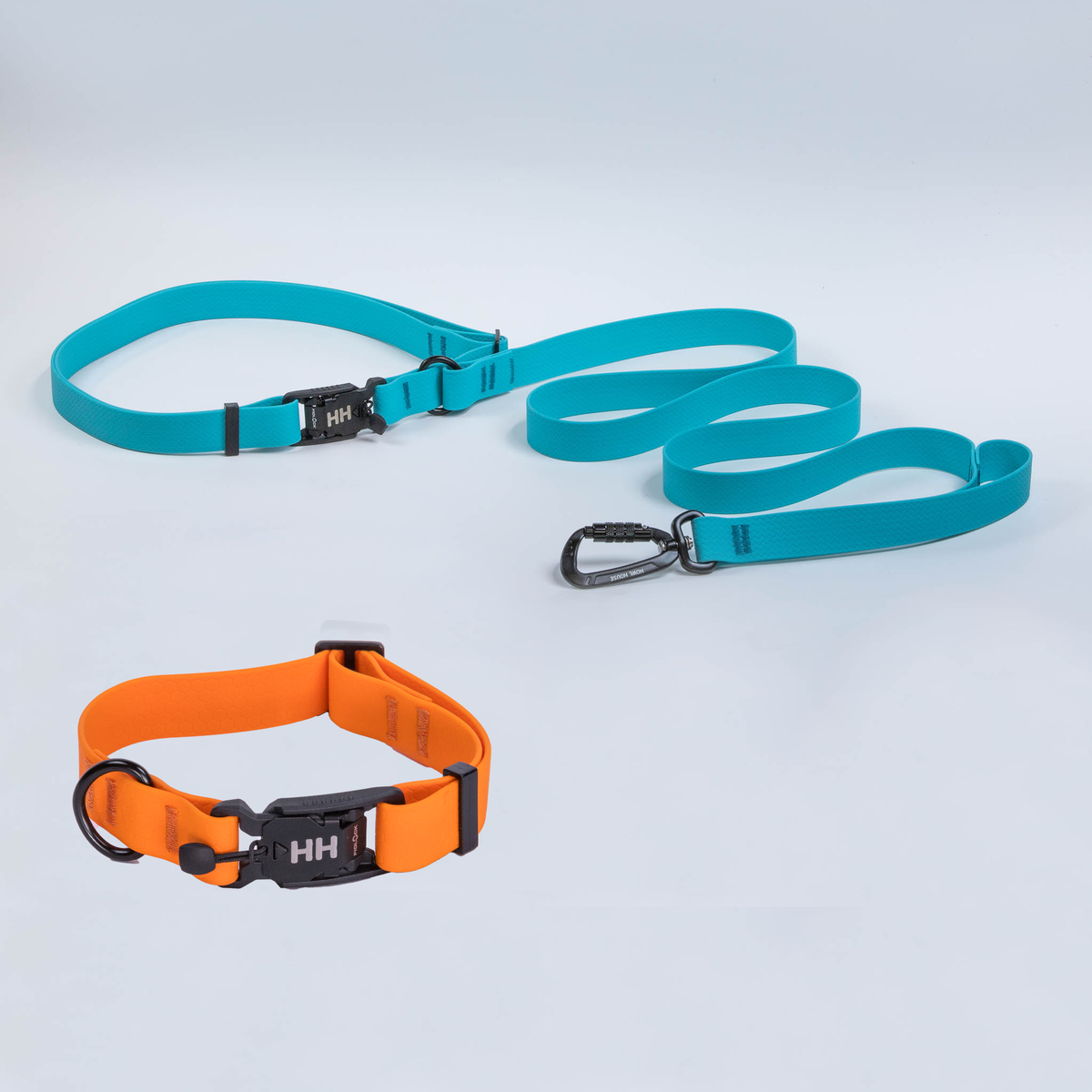 The Everywhere Kit — Sky leash, Orange collar